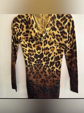 Vintage Raw Leopard Print zip up Hoodie cardigan Sz small